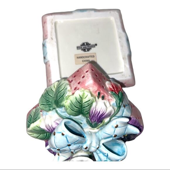 Fitz and Floyd Vintage Essentials Porcelain Blue Floral Square Trinket Box - Picture 10 of 13